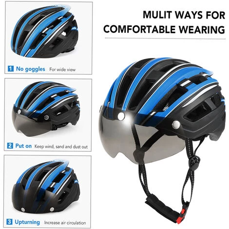 LIXADA Casque De Vélo De Montagne Casque De Moto Avec Rétro-éclairage Visière Magnétique Amovible Protection UV Pour Hommes Femmes 6 LIXADA Casque De Vélo De Montagne Casque De Moto Avec Rétro-éclairage Visière Magnétique Amovible Protection UV Pour Hommes Femmes – Image 4