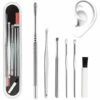 PERLE RARE 6PCS Cérumen Curette Cure-Oreilles Nettoyeur Médical Cure Oreilles INOX Pour Oreille En Acier INOX Cire D'oreille Remover Ear Picks Cire D'oreille Curette