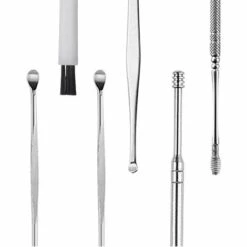 PERLE RARE 6PCS Cérumen Curette Cure-Oreilles Nettoyeur Médical Cure Oreilles INOX Pour Oreille En Acier INOX Cire D'oreille Remover Ear Picks Cire D'oreille Curette -Protection auditive et tête Soldes 2022 63730857 3