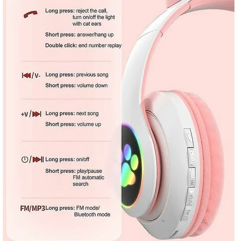 SINCèREETALI Casque D'écoute Sans Fil Bluetooth Cat Ear Avec Lumière 4 SINCèREETALI Casque D'écoute Sans Fil Bluetooth Cat Ear Avec Lumière – Image 2