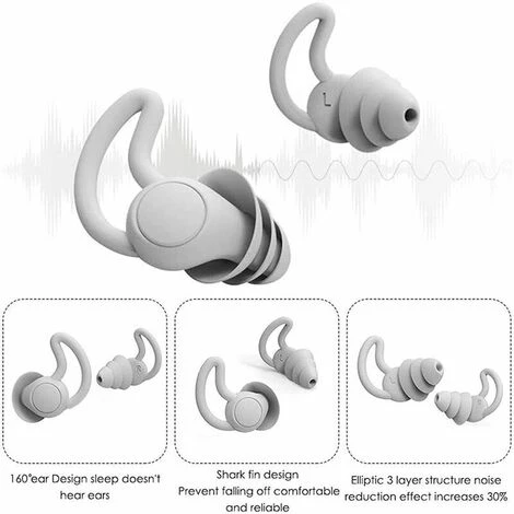 FOZIY Bouchons D'Oreille Pour Dormir,Bouchon D'oreille Anti Bruit En Silicone,Bouchon Doux D'oreille Imperméables ,Protection Auditive Bouchons D'Oreille,pour Ronfler,Voyager (Blanche),Fonepro 4 FOZIY Bouchons D'Oreille Pour Dormir,Bouchon D'oreille Anti Bruit En Silicone,Bouchon Doux D'oreille Imperméables ,Protection Auditive Bouchons D'Oreille,pour Ronfler,Voyager (Blanche),Fonepro – Image 2