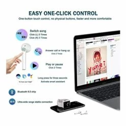 CADEAUX Écouteurs Bluetooth Sans Fil, Sans Fil Stéréo Oreillette Bluetooth, Contrôle Tactile, 24 Heures Durée De Lecture,Charge Rapide, Intégrés HD Mic, Automatique Pour IOS IPhone Android Samsung Huawei -Protection auditive et tête Soldes 2022 64219356 3