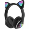 MINKUROW Joli Casque De Jeu Stéréo Avec Microphone, Oreille De Chat Avec Lumière LED Clignotante Lumineuse à La Mode Sans Fil Bluetooth Léger Auto-ajustable Sur L'oreille Pour Femmes Et Enfants - Noir, Taille Libre -Protection auditive et tête Soldes 2022 64682290 1