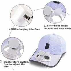 Casquette De Baseball Avec Ventilateur Casquette De Chapeau D'extérieur D'été USB, Le Ventilateur De Refroidissement Pour Le Sport De Baseball De Golf Bleu Marine LangRay -Protection auditive et tête Soldes 2022 65000149 3
