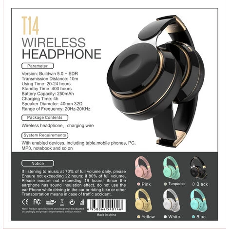 ILOVEMILAN 1 Pièce Bleu T14 Casque Bluetooth Supra-auriculaire Casque De Musique Sans Fil Fitness Sport Macaron Cadeaux Casque Bluetooth 7 ILOVEMILAN 1 Pièce Bleu T14 Casque Bluetooth Supra-auriculaire Casque De Musique Sans Fil Fitness Sport Macaron Cadeaux Casque Bluetooth – Image 5