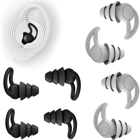 BF Bouchons D'oreilles Pour Dormir, 4 Paires De Bouchons D'oreilles En Silicone Réutilisables Bouchons D'oreilles Antibruit Bouchons D'oreilles Sommeil Ronflement Voyage Travail Noir Gris 3 BF Bouchons D'oreilles Pour Dormir, 4 Paires De Bouchons D'oreilles En Silicone Réutilisables Bouchons D'oreilles Antibruit Bouchons D'oreilles Sommeil Ronflement Voyage Travail Noir Gris