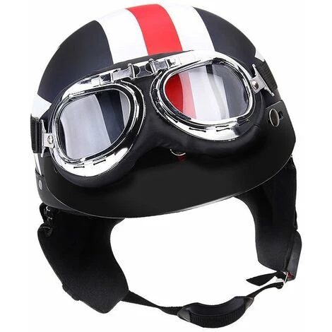 LIFCAUSAL Casque De Moto Demi-visage Ouvert Avec Lunettes Visière écharpe Motard Scooter Casque De Tourisme 3 LIFCAUSAL Casque De Moto Demi-visage Ouvert Avec Lunettes Visière écharpe Motard Scooter Casque De Tourisme