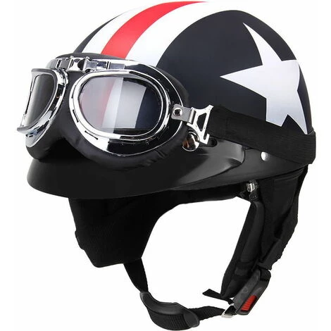 LIFCAUSAL Casque De Moto Demi-visage Ouvert Avec Lunettes Visière écharpe Motard Scooter Casque De Tourisme 5 LIFCAUSAL Casque De Moto Demi-visage Ouvert Avec Lunettes Visière écharpe Motard Scooter Casque De Tourisme – Image 3