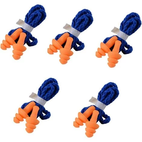 MONLY Lot De 5 Bouchons D'oreille En Silicone Souple Réutilisable Avec Cordon Antibruit, Durable 3 MONLY Lot De 5 Bouchons D'oreille En Silicone Souple Réutilisable Avec Cordon Antibruit, Durable