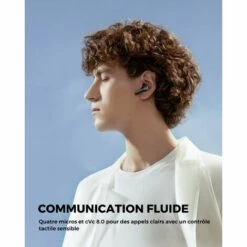 CADEAUX Écouteurs Bluetooth Sans Fil, SoundPEATS Air3 Bluetooth 5.2 TrueWireless Stereo Headphones Avec Aptx Adaptive Mic, In-Ear Induction Noir -Protection auditive et tête Soldes 2022 65681052 3