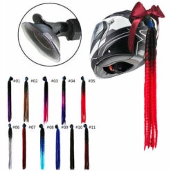 LITZEE Motos Gradient Rampe Casque Décorer Tresses Rétro Moto Casque Tresses - 4 Noir Violet Bleu Roi Casques -Protection auditive et tête Soldes 2022 65813568 4