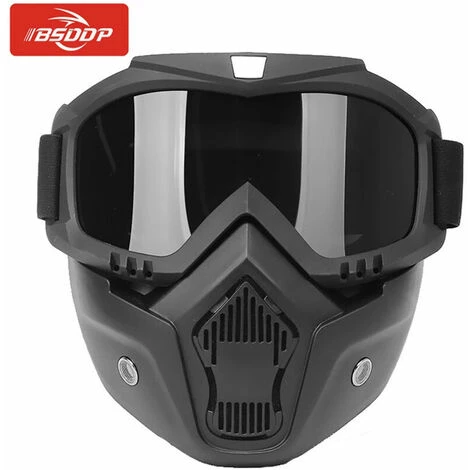 LITZEE Masque Facial De Moto Lunettes Haute Définition Avec Filtre Buccal Pour Casque Ouvert Protecteur De Visage Pour Les Yeux De Motocross - Le Noir Casques 7 LITZEE Masque Facial De Moto Lunettes Haute Définition Avec Filtre Buccal Pour Casque Ouvert Protecteur De Visage Pour Les Yeux De Motocross - Le Noir Casques – Image 5