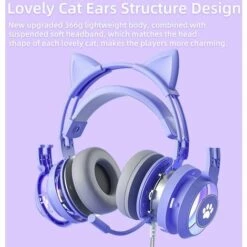 BEARSU Casque De Jeu D'oreille De Chat Gamer Avec Casque De Microphone Pour Ordinateur Avec Lumière Rvb Pour Ordinateur Portable PC PS4 / 5 XBOX -Protection auditive et tête Soldes 2022 66159867 3