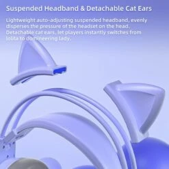 BEARSU Casque De Jeu D'oreille De Chat Gamer Avec Casque De Microphone Pour Ordinateur Avec Lumière Rvb Pour Ordinateur Portable PC PS4 / 5 XBOX -Protection auditive et tête Soldes 2022 66159867 5