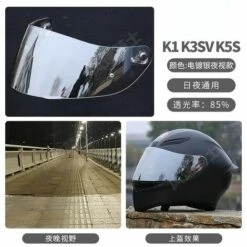 FUIENKO Visière De Casque De Moto, Pare-vent Anti-rayures Pour AGV K1 K3SV K5, Accessoires De Moto,revo Sliver