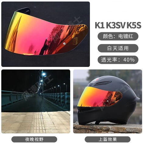 FUIENKO Visière De Casque De Moto, Pare-vent Anti-rayures Pour AGV K1 K3SV K5, Accessoires De Moto,revo Sliver 4 FUIENKO Visière De Casque De Moto, Pare-vent Anti-rayures Pour AGV K1 K3SV K5, Accessoires De Moto,revo Sliver – Image 2