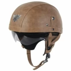 FUIENKO Casque De Moto En Cuir Vintage, Demi-casque De Moto Rétro Ouvert Au Visage, Chopper Biker Pilot DOT Taille M-XL,B4,M