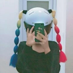 FUIENKO Perruque Tressée Pour Casque De Moto, 2 Pièces/paire, Nouvelle Décoration, Queue De Cheval Punk Sale Pour Cadeau De Noël,LB7(No Helmet) -Protection auditive et tête Soldes 2022 66414337 3