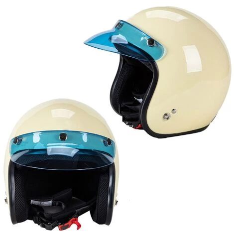 FUIENKO Visière De Casque De Moto, Bouclier à 3 Boutons, Design Ouvert, Cadeau Pour Passionnés De Moto, 3/4,Solid Blue 4 FUIENKO Visière De Casque De Moto, Bouclier à 3 Boutons, Design Ouvert, Cadeau Pour Passionnés De Moto, 3/4,Solid Blue – Image 2