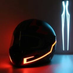 FUIENKO Autocollant Lumineux Pour Casque De Moto D7YA, Barre Lumineuse, Barre Lumineuse De Décoration Portable, Signal De Conduite De Nuit,GN -Protection auditive et tête Soldes 2022 66415943 4