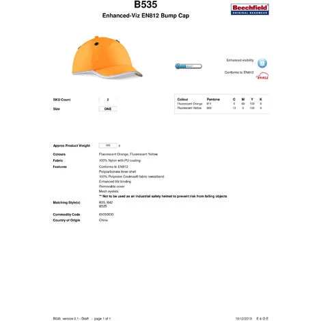 BEECHFIELD Casquette De Protection 'One Size Fluorescent Yellow - Fluorescent Yellow 6 BEECHFIELD Casquette De Protection 'One Size Fluorescent Yellow - Fluorescent Yellow – Image 4