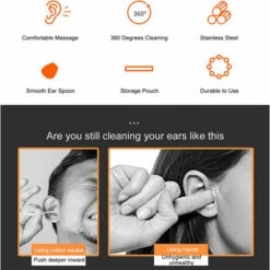 WAHAISON Kit De Retrait De Cérumen Pour Oreille, Ensemble D'outils De Nettoyage De Cire D'oreille En Acier Inoxydable Avec Sac De Rangement, 10 Pièces Outil De Nettoyage D'oreille Pour Enfants Adulte,vert -Protection auditive et tête Soldes 2022 66976882 4