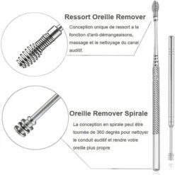 WAHAISON 6PCS Cérumen Curette Cure-Oreilles Nettoyeur Médical Cure Oreilles INOX Pour Oreille En Acier INOX Cire D'oreille Remover Ear Picks Cire D'oreille Curette -Protection auditive et tête Soldes 2022 66978166 3