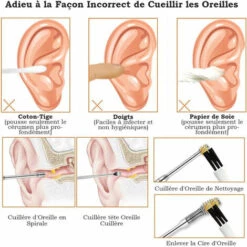 WAHAISON 6PCS Cérumen Curette Cure-Oreilles Nettoyeur Médical Cure Oreilles INOX Pour Oreille En Acier INOX Cire D'oreille Remover Ear Picks Cire D'oreille Curette -Protection auditive et tête Soldes 2022 66978166 4