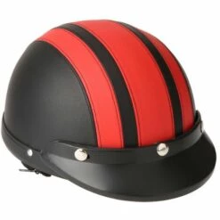 LIFCAUSAL Casque Moto Scooter Demi-visage En Cuir Avec Visière Lunettes UV Style Rétro Vintage 54-60cm -Protection auditive et tête Soldes 2022 67359587 5