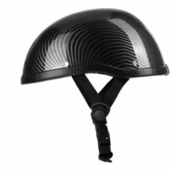 LIFCAUSAL Demi-casque De Moto De Style Rétro ABS + Capuchon En Plastique De Coton Pour Motard Biker Ridder Stries De Carbone (taille Unique) Universel Lavable