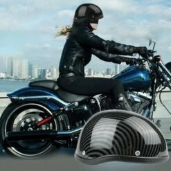 LIFCAUSAL Demi-casque De Moto De Style Rétro ABS + Capuchon En Plastique De Coton Pour Motard Biker Ridder Stries De Carbone (taille Unique) Universel Lavable 10 LIFCAUSAL Demi-casque De Moto De Style Rétro ABS + Capuchon En Plastique De Coton Pour Motard Biker Ridder Stries De Carbone (taille Unique) Universel Lavable -Protection auditive et tête Soldes 2022 67359593 4