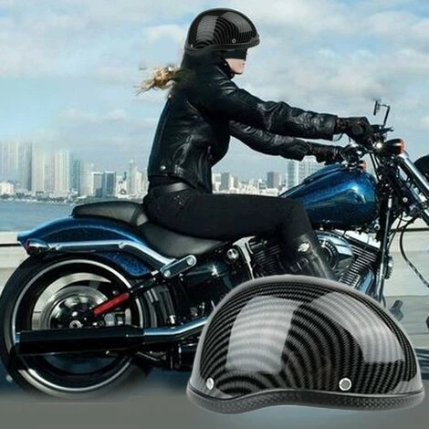 LIFCAUSAL Demi-casque De Moto De Style Rétro ABS + Capuchon En Plastique De Coton Pour Motard Biker Ridder Stries De Carbone (taille Unique) Universel Lavable 6 LIFCAUSAL Demi-casque De Moto De Style Rétro ABS + Capuchon En Plastique De Coton Pour Motard Biker Ridder Stries De Carbone (taille Unique) Universel Lavable – Image 4