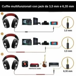 THSINDE Casque Pro 10 Over Ear, Casque Filaire Avec Shareport Et Microphone, Jack 3,5 Mm Et 6,35 Mm, Casque Pour Enregistrement, Mixage, Surveillance De Studio, DJ, Guitare, Podcast, Mobile, PC-Bleu -Protection auditive et tête Soldes 2022 67378069 3