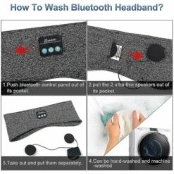 DONTODENT Casque Bluetooth 5.0 Bandeau Sport Bandeaux Sommeil Entraînement -Protection auditive et tête Soldes 2022 67436043 5