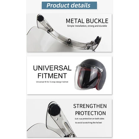 ASUPERMALL Visière De Casque à Visage Ouvert Pour Casque De Moto, Visière à Bulles à 3 Boutons-pression, Transparent 6 ASUPERMALL Visière De Casque à Visage Ouvert Pour Casque De Moto, Visière à Bulles à 3 Boutons-pression, Transparent – Image 4