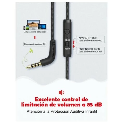 Auriculares Para Niños Con Cable Y Límite De Volumen Mpow 6 Auriculares Para Niños Con Cable Y Límite De Volumen Mpow – Image 4