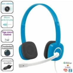 Logitech Stereo Headset H150 Borg Blueberry Micro-casque Microphone Anti-parasite Commandes Audio Intégrées Bleu -Protection auditive et tête Soldes 2022 68785773 5